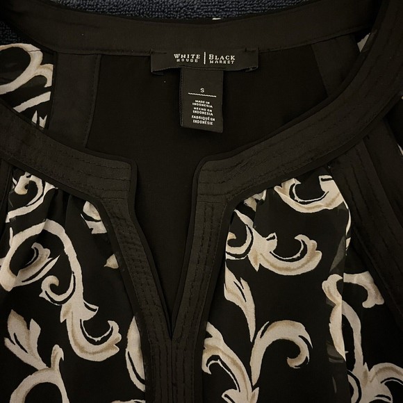 White House Black‎ Market Sleeveless Tiered Chiffon Ruffle Blouse Lined  Sz S - Picture 7 of 7